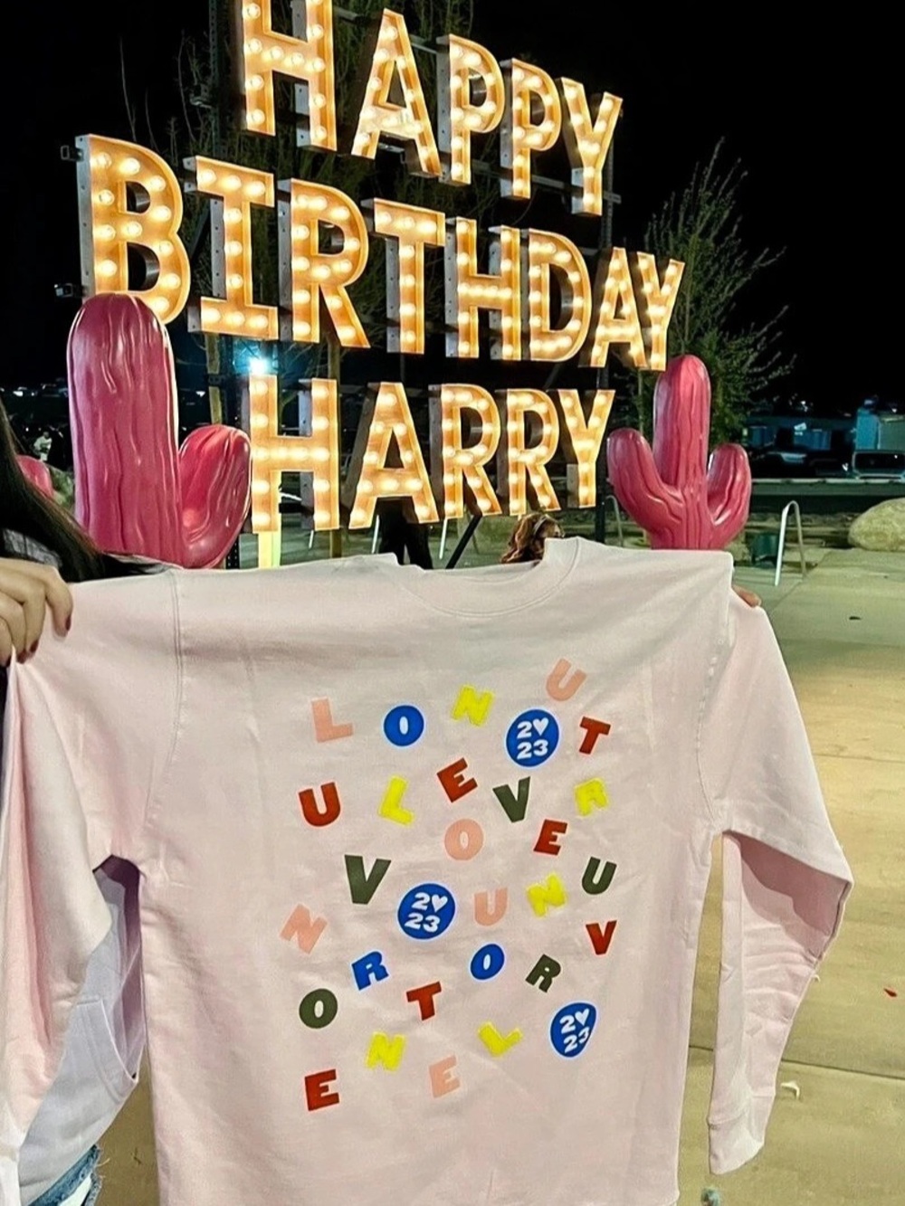 Harry Styles Love On Tour 2023 Pink Alphabet Soup Crewneck